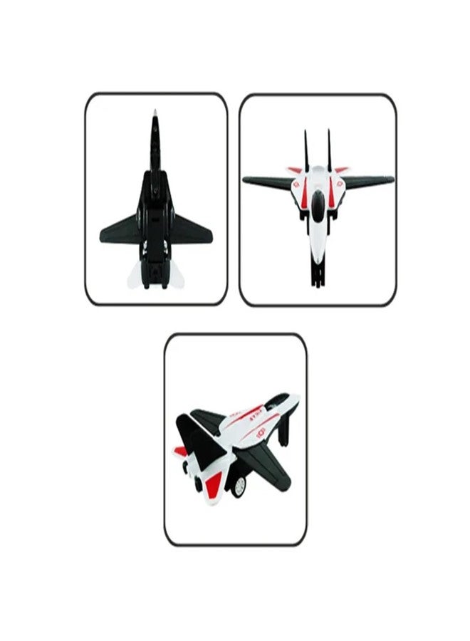 AUGEN Push & Go Metal Toy Car Bike Scooter Plane with Key Hook Keychain Showpice for Kids & Adults (Fighter|Black White) - Image 2